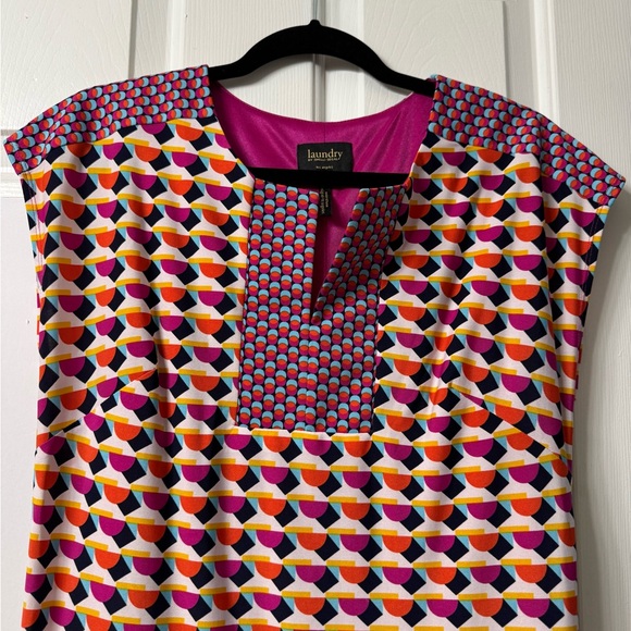 #6 LAUNDRY Shelli Segal DRESS, XS cap sleeve cutout V at Neck Front NWOT - Picture 10 of 13